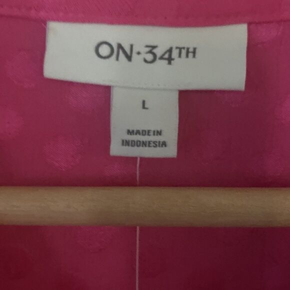 NWT On 34th Women's Tonal Pink Dot Jacquard Cap Sleeve Midi Shirtdress Macy's - Picture 9 of 9